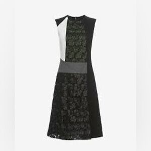 DEREK LAM Tricolor Lace Collage Dress. Size 6